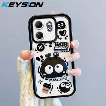 Противоударный чехол KEYSION для Infinix Smart 9 9 HD со шнурком, мягкий силиконовый чехол с милой 3D-мультяшной куклой для телефона Infinix Hot 50i for Smart 9