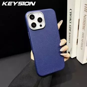 Противоударный чехол KEYSION для iPhone 14 Pro Max 14 Plus, мягкая силиконовая кожаная текстура, задняя крышка для iPhone 13 12 Pro Max for iPhone 14 небесно-голубой