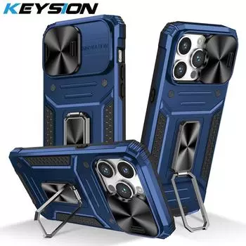 Противоударный чехол KEYSION для iPhone 15 Pro Max, защита объектива камеры, подставка, чехол для телефона iPhone 15 14 13 12 Pro Max for iPhone 15 красный