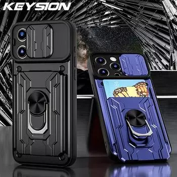 Противоударный чехол KEYSION для iPhone 15 Pro Max 15 Ultra, сумка для карт, защитное кольцо для камеры, чехол для телефона для iPhone 15 Pro Max