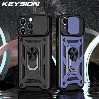Противоударный чехол KEYSION для iPhone 15 Pro Max 15 Ultra Slide, защитное кольцо для объектива камеры, чехол для телефона для iPhone 14 13 12 11 Pro for iPhone 15 красный