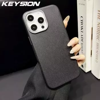 Противоударный чехол KEYSION для iPhone 16 Pro Max 16 Plus, мягкая силиконовая кожаная текстура, задняя крышка для iPhone 15 Pro Max for iPhone 16 небесно-голубой