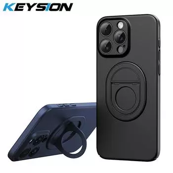 Противоударный чехол KEYSION для MagSafe для iPhone 15 Pro Max, жесткий пластиковый чехол-подставка с кольцом для iPhone 14 13 12 11 Pro Max for iPhone 11 серый