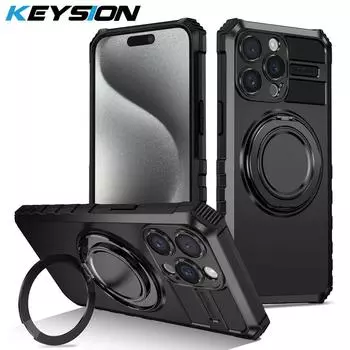 Противоударный чехол KEYSION для MagSafe для iPhone 15 Pro Max 15 Plus, чехол-подставка с магнитным кольцом для iPhone 11, 12, 13, 14 Pro Max for iPhone 11 красный