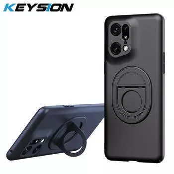 Противоударный чехол KEYSION для OPPO Find X5 Pro, матовый жесткий пластиковый чехол-подставка с кольцом, задняя крышка для телефона OPPO Find X5 X5 Pro for OPPO Find X5 серый