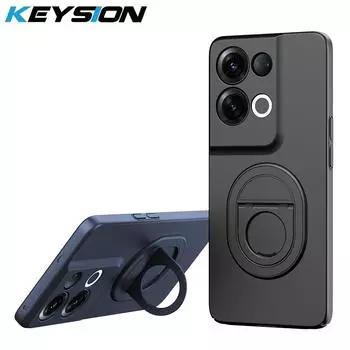 Противоударный чехол KEYSION для OPPO Reno8 Pro 5G, матовый жесткий пластиковый чехол-подставка для телефона с кольцом, задняя крышка для OPPO Reno 10 Pro + 5G 11 Pro 5G for Reno11 Pro 5G серый