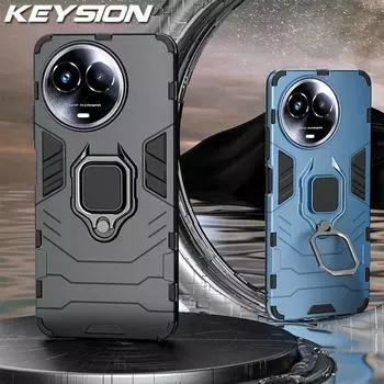 Противоударный чехол KEYSION для Realme 11 5G 11X 5G 11 Pro + 11 4G C67 5G, чехол для телефона с кольцом-подставкой для OPPO Realme Narzo 60X 60 Pro 5G for Realme 11 5G красный