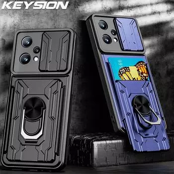 Противоударный чехол KEYSION для Realme 9 Pro + 8i C35, сумка для карт, защитный чехол для камеры, чехол для телефона для OPPO Reno7 Z 5G 7 Pro 5G Find X5 Lite