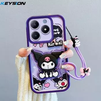 Противоударный чехол KEYSION для Realme C63 C61 с ремешком, мягкий силиконовый чехол с милой 3D-мультяшной куклой для телефона OPPO Reamle C55 C53 C51 for Realme C63