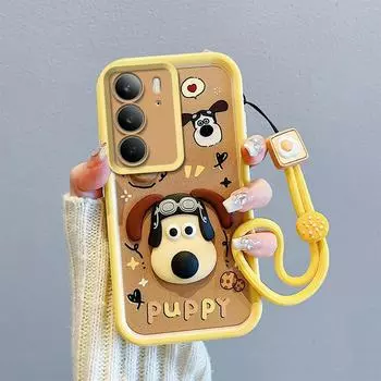 Противоударный чехол KEYSION для Realme C75 с ремешком, мягкий силиконовый чехол с милой 3D-мультяшной куклой, задняя крышка для телефона OPPO Realme C75 for Realme C75