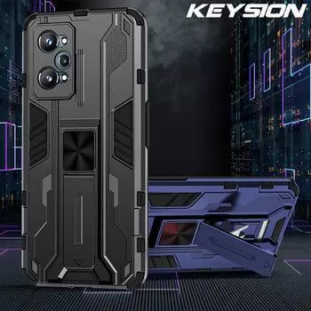 Противоударный чехол KEYSION для Realme GT Neo 2 2T C11 2021 Q3 Pro Narzo 30 5G, задняя крышка для телефона с подставкой для OPPO Find X3 Pro X3 Lite for Realme GT Neo 2 чёрный