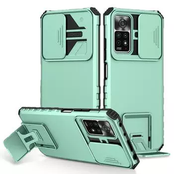 Противоударный чехол KEYSION для Redmi Note 11 11S 11 Pro 5G 10, защита камеры с подставкой, чехол для телефона с подставкой для Xiaomi 11T Pro for Redmi Note10 Pro мятный
