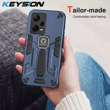 Противоударный чехол KEYSION для Redmi Note 12 Pro + 5G 12 4G 12S, силиконовый + чехол-подставка для телефона из поликарбоната для Xiaomi POCO X5 Pro 5G F5 Pro for Redmi Note 12 красный