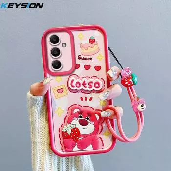 Противоударный чехол KEYSION для Samsung A54 5G A34 A24 A14 LTE со шнурком, силиконовый милый 3D-чехол для телефона с мультяшной куклой для Galaxy A04S for Samsung A54 5G