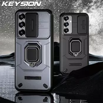 Противоударный чехол KEYSION для Samsung A54 5G A34 A24 A14, защитное кольцо для объектива камеры, чехол-подставка для телефона Samsung A14 LTE for Samsung A54 5G серый