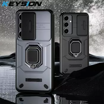 Противоударный чехол KEYSION для Samsung A55 5G A35 A25 A15, защитное кольцо для камеры, чехол-подставка для телефона Galaxy M55 5G M15 F15 for Samsung F15 5G серый