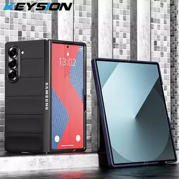 Противоударный чехол KEYSION для Samsung Z Fold 6 5 4 3 5G, противоскользящая задняя крышка из жесткого пластика для Galaxy Z Fold 3 4 5 6 5G for Galaxy Z Fold 3 вино красного