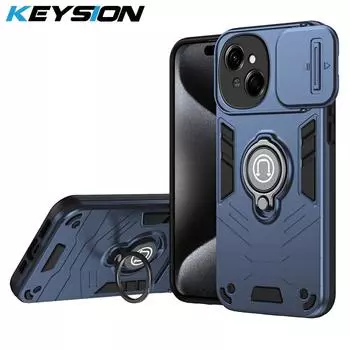Противоударный чехол KEYSION для Tecno Spark Go 1, силиконовый + поликарбонатный слайдер, защитное кольцо для объектива камеры, подставка, чехол для телефона Tecno Spark Go1 for Spark Go 1 синий