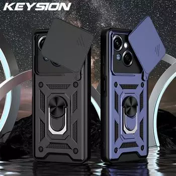 Противоударный чехол KEYSION для TECNO Spark Go 1 Go 2025, защитное кольцо для объектива камеры, подставка, задняя крышка для телефона Tecno Pop 9 4G for Tecno Pop 9 4G красный