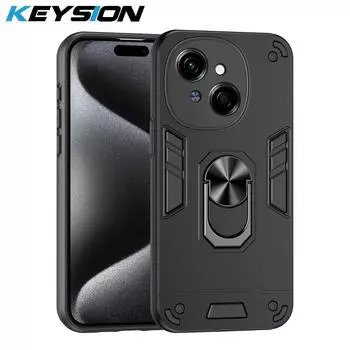 Противоударный чехол KEYSION для TECNO Spark Go 1 Go 2025, силиконовый чехол + защитное кольцо для камеры ПК, подставка для телефона, задняя крышка для Tecno Pop9 4G for Tecno Pop 9 4G синий