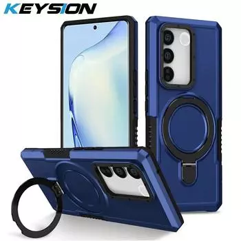 Противоударный чехол KEYSION для VIVO V27 5G V27e V25 V25e, силиконовый + ПК с металлическим кольцом-подставкой, чехол для телефона VIVO Y35 Y36 Y22S Y17S Y27 4G for VIVO V27 красный