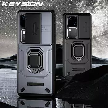 Противоударный чехол KEYSION для VIVO V30 Pro 5G V30 5G, защитное кольцо для объектива камеры, чехол-подставка для телефона для VIVO V30 V30 Pro 5G for VIVO V30 серый