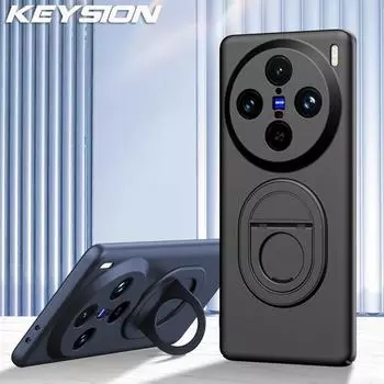 Противоударный чехол KEYSION для VIVO X100 Pro 5G X90 X80, матовый жесткий пластиковый чехол-подставка с кольцом, задняя крышка для телефона VIVO X90 Pro + X80 Pro 5G for VIVO X100 серый