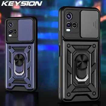 Противоударный чехол KEYSION для VIVO Y21 Y21S Y33S, защитное кольцо для камеры, задняя крышка-подставка для телефона VIVO V21 5G V21E 4G