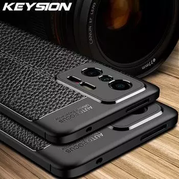Противоударный чехол KEYSION для Xiaomi Mi 11T 5G, силиконовый чехол с кожаной текстурой для телефона Xiaomi Mi 11T Pro 5G for Xiaomi Mi 11T чёрный