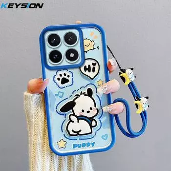 Противоударный чехол KEYSION для Xiaomi POCO F6 Pro с ремешком, мягкий силиконовый чехол с милой 3D-мультяшной куклой для телефона POCO X6 Pro 5G for POCO F6 Pro
