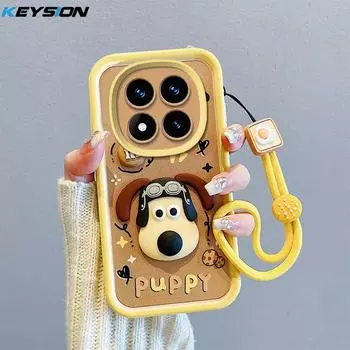 Противоударный чехол KEYSION для Xiaomi POCO X7 с ремешком, мягкий силиконовый чехол-накладка с милой 3D-мультяшной куклой для телефона POCO X7 5G for POCO X7