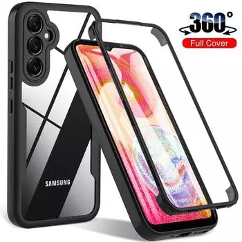 Противоударный чехол на 360 градусов для Samsung Galaxy S23 FE S24 Ultra A15 A25 A14 OPPO A74 A94 A79 A54 Xiaomi Redmi Note 13 12 11 11S 12S Pro Plus 5G Чехол Redmi A2 Plus чёрный