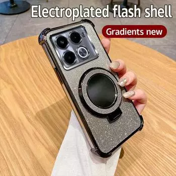 Противоударный чехол-подставка с кольцом и зеркалом для телефона Infinix Note 30 40 Pro Plus Smart 9 8 7 5 Spark GO 2023 2024 10 20 10C 20C Infinix Note 40