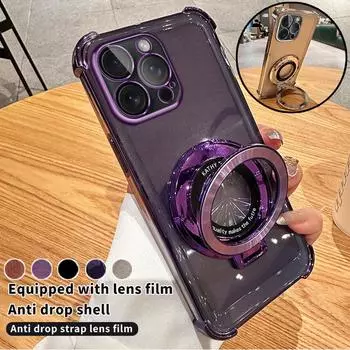 Противоударный чехол-подушка безопасности с магнитной подставкой для iPhone 16 15 14 13 12 11 Pro Max Plus XR Samsung S25 S24 S23 S22 S21 Ultra Plus FE A16 A15 A55 A14 A34 A54 iPhone 7/8/SE 2020 чёрный