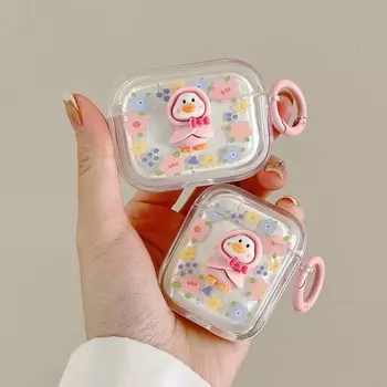 Противоударный чехол с цветком утки и рисунком силиконовый мягкий прозрачный беспроводной чехол для наушников Bluetooth для Apple Airpod Pro 2nd 3 2 1 For Airpods 1 2
