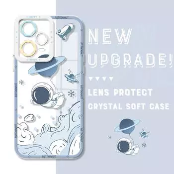 Противоударный чехол с изображением астронавта и кристаллом, полное покрытие, защита камеры, прозрачный мягкий чехол для телефона Xiaomi Redmi Redmi 10