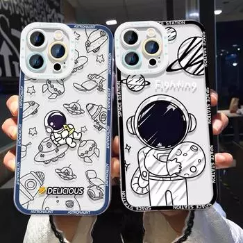 Противоударный чехол с изображением астронавта и кристаллом, полное покрытие, защита камеры, прозрачный мягкий чехол для телефона Samsung Samsung A02