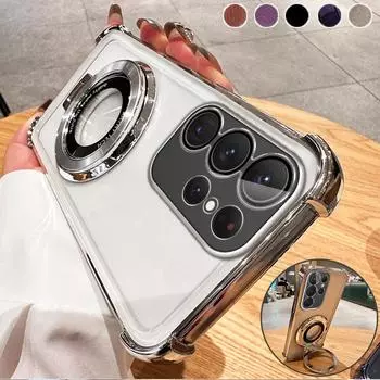 Противоударный чехол с магнитной подушкой безопасности для Samsung S24 S23 Ultra S22 S21 Plus S23FE A52 A14 A34 A54 A15 A55 iPhone 15 14 13 12 11 Pro Max 15 14 Plus iPhone 7/8/SE 2020 чёрный