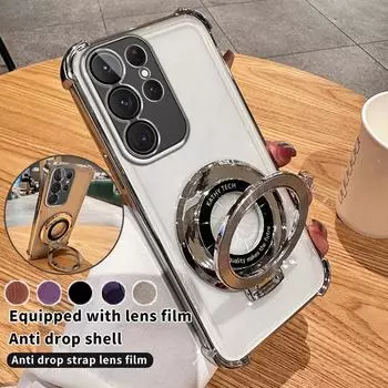 Противоударный чехол с магнитной подушкой безопасности для Samsung S24 S23 S22 S21 Ultra Plus S23FE A15 A55 A52 A14 A34 A54 iPhone 15 14 13 12 11 Pro Max 15 14 Plus iPhone 7/8/SE 2020 чёрный