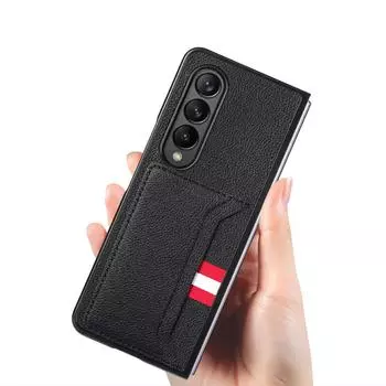 Противоударный чехол с отделением для карт для Samsung Galaxy Z Fold 4 Fold3 Fold4 Fold 3 2 Fold2 Роскошные кожаные защитные чехлы for Samsung Z Fold 2 серый
