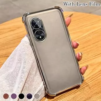 Противоударный чехол с подушкой безопасности и пленкой для объектива для OPPO A97 A93 A96 A57 A58 A72 A35 A55 A56 A57 A17 A9 A5 Realme C53 C35 C33 C31 Reno 6 7 8 9 10 11 12 Pro OPPO A15=A35 2021=A15S чёрный