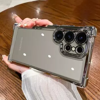 Противоударный чехол с прозрачным покрытием для Samsung Galaxy S24Ultra S23FE S22 S21 S20 Note10 20 A54 A55 A53 A12 A22 A13 A14 A15 A24 A23 A42 A25, жесткий защитный чехол For Samsung S22 темно-фиолетового