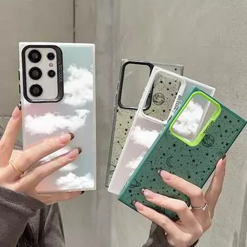 Противоударный чехол с рисунком облаков для Samsung S24 S23 A55 A35 Xiaomi Redmi 13C Poco C65 iPhone 15 Huawei Honor, противоударный защитный бампер Samsung A54 5G