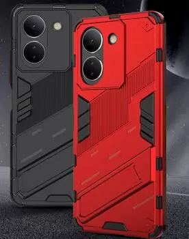 Противоударный чехол в стиле панк-броня для vivo S17 S16 X90 S15 X80, жесткая задняя крышка со скрытой подставкой и полной защитой для vivo iQOO11/IQOO7/iQOO8/iQOO9 vivo Y27 4G/Y35M+/Y35+ белый