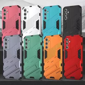 Противоударный чехол в стиле панк-броня для Samsung Galaxy S21 S22 S23 Plus, жесткая задняя крышка со скрытой подставкой и полной защитой для Samsung Galaxy M34 A25 A24 A34 Samsung M34 белый