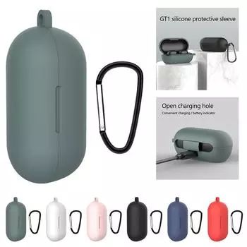 Противоударный гибкий силиконовый полный защитный чехол для наушников Hay-lou GT1 розовый