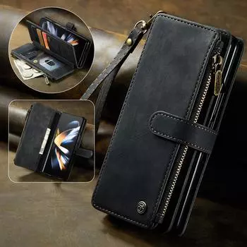 Противоударный кожаный чехол для мобильного телефона Samsung Galaxy Z Fold4 Fold 4 Fold3 Fold 3 5g Чехлы-бумажники со шнурком for Samsung Z Fold 4 синий