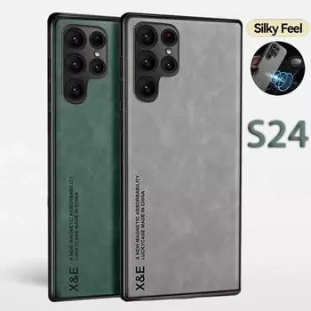Противоударный кожаный чехол для Samsung Galaxy S24 S23 S22 S21 S20 Ultra Plus FE S10 S9 Note 20 Note10 9, мягкий бампер, аксессуары для телефонов S24 Ultra светло-серый