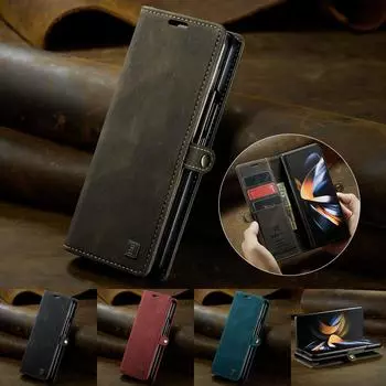 Противоударный кожаный чехол для Samsung Galaxy Z Fold 4 Fold5 Fold4 Fold 5 5g Zfold4 Zfold5, держатель для карт, чехол для мобильного телефона for samsung z fold 4 синий