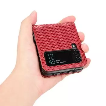 Противоударный кожаный чехол для телефона с клапаном для Samsung Galaxy Z Flip 4 5g Flip4 Zflip4, чехол с клетчатым узором, кобура с отделением для карт, задняя крышка for Galaxy Z Flip 4 чёрный